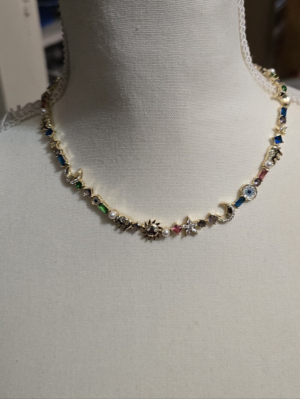 Gold Multicolor Celestial Charm Necklace for Women